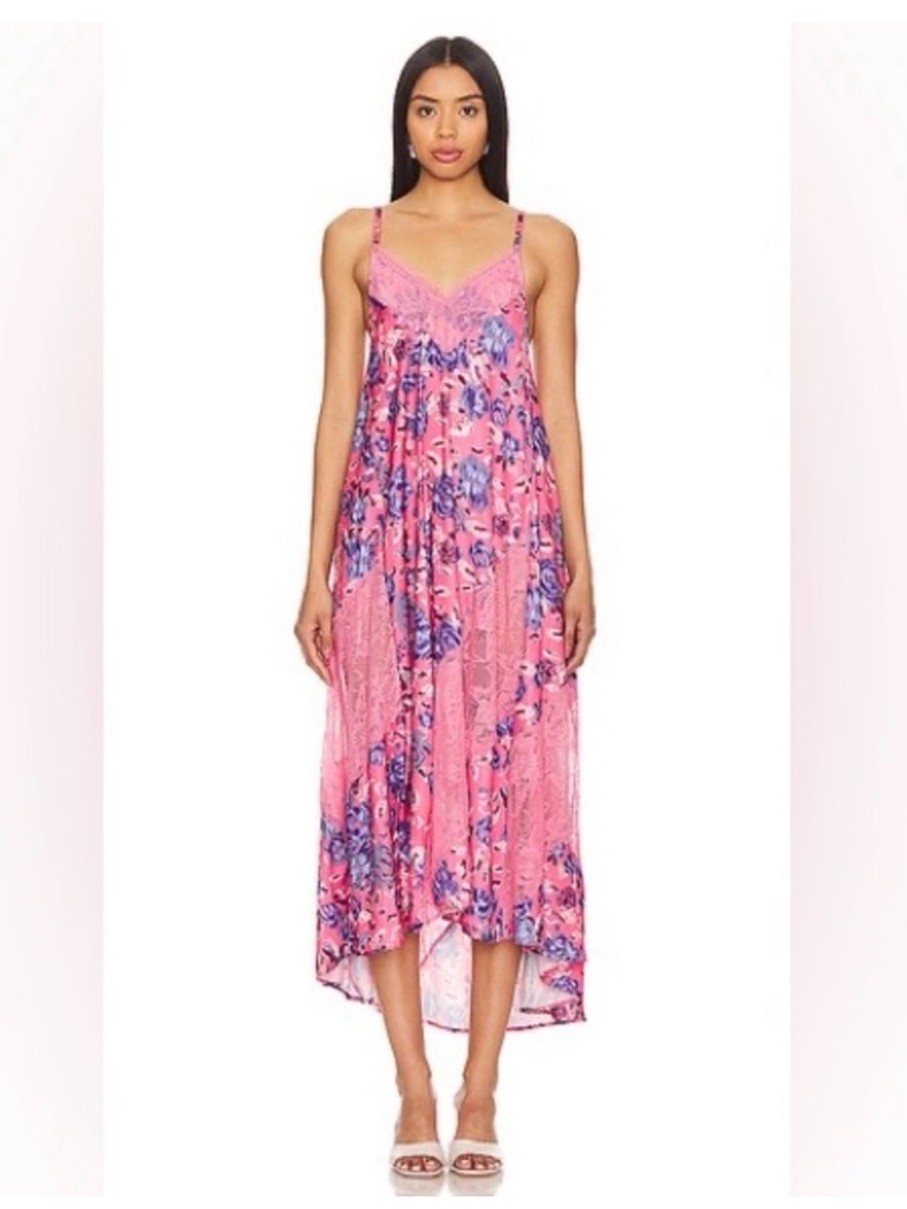 FREE PEOPLE first date printed maxi slip dress
